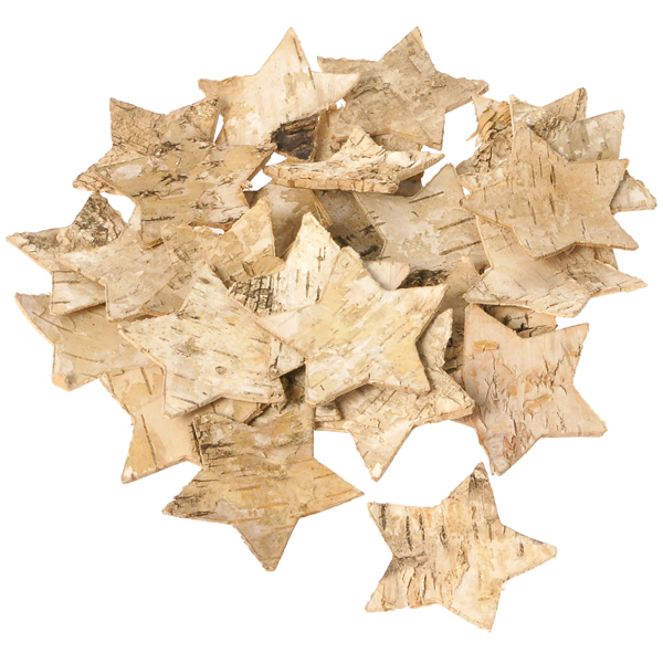 Naturholzscheiben Sterne Rinde - Sternen Holz, 30 Holzsterne